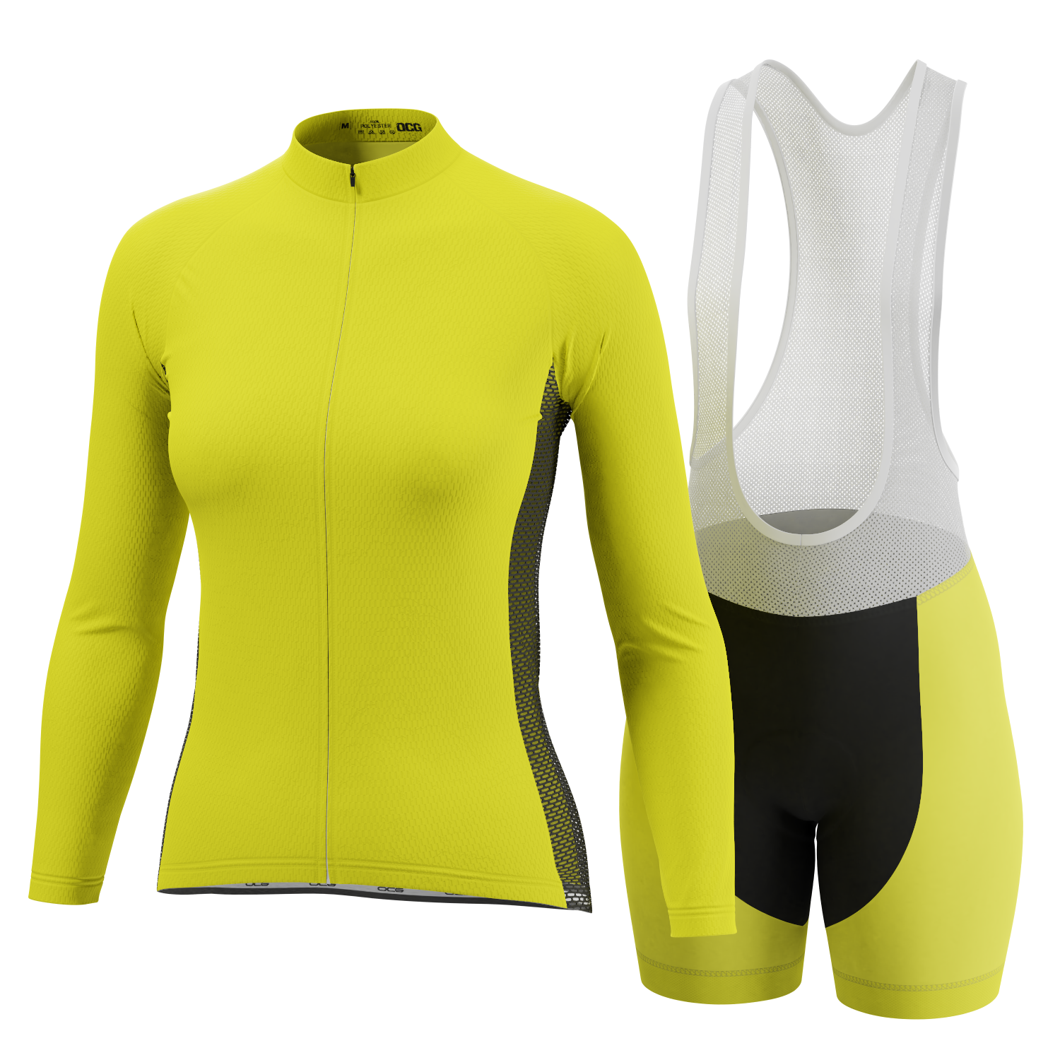 Women's High Viz Neon Long Sleeve 2 Piece Cycling Kit