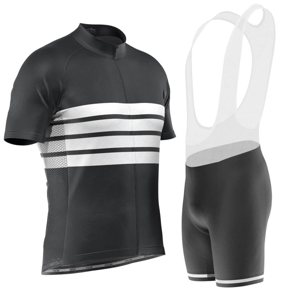 Men's Retro Four Stripe Men's Black Cycling Kit