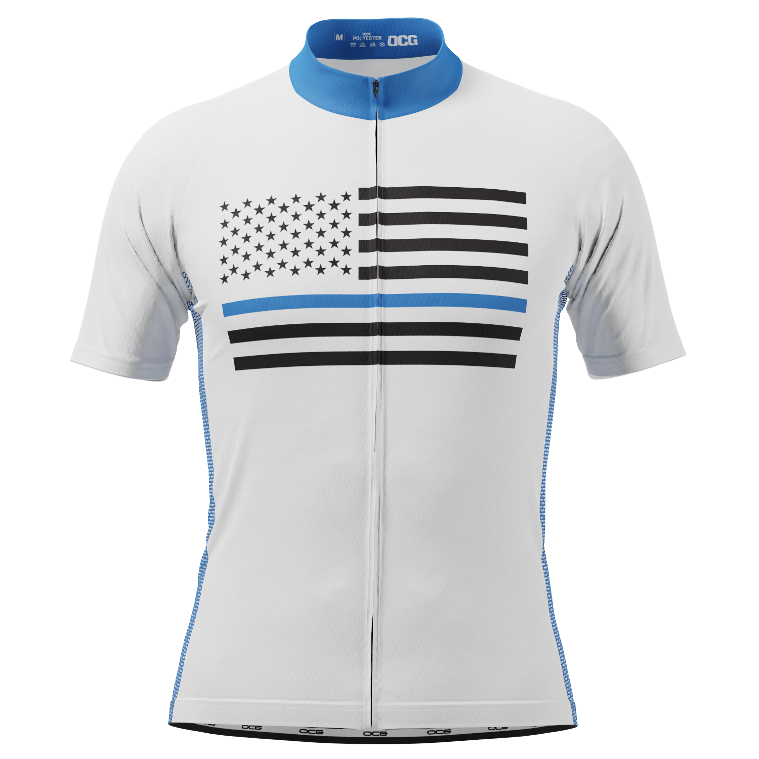 Men's Blue American National Flag Short Sleeve Cycling Jersey