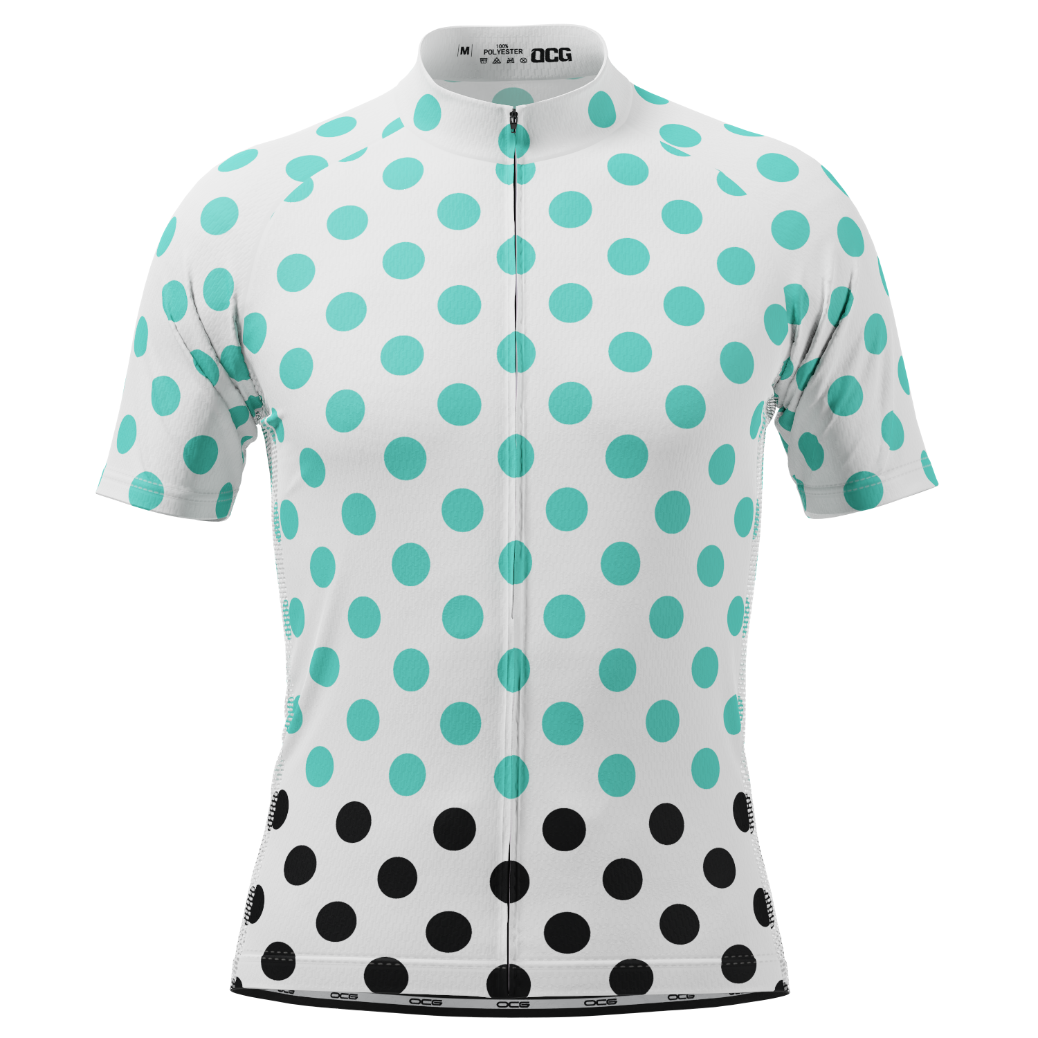 Men's Red Polka Dots on White Short Sleeve Cycling Jersey