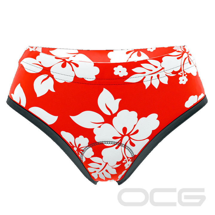 Women's Hawaiian Hibiscus Padded Cycling Underwear Briefs