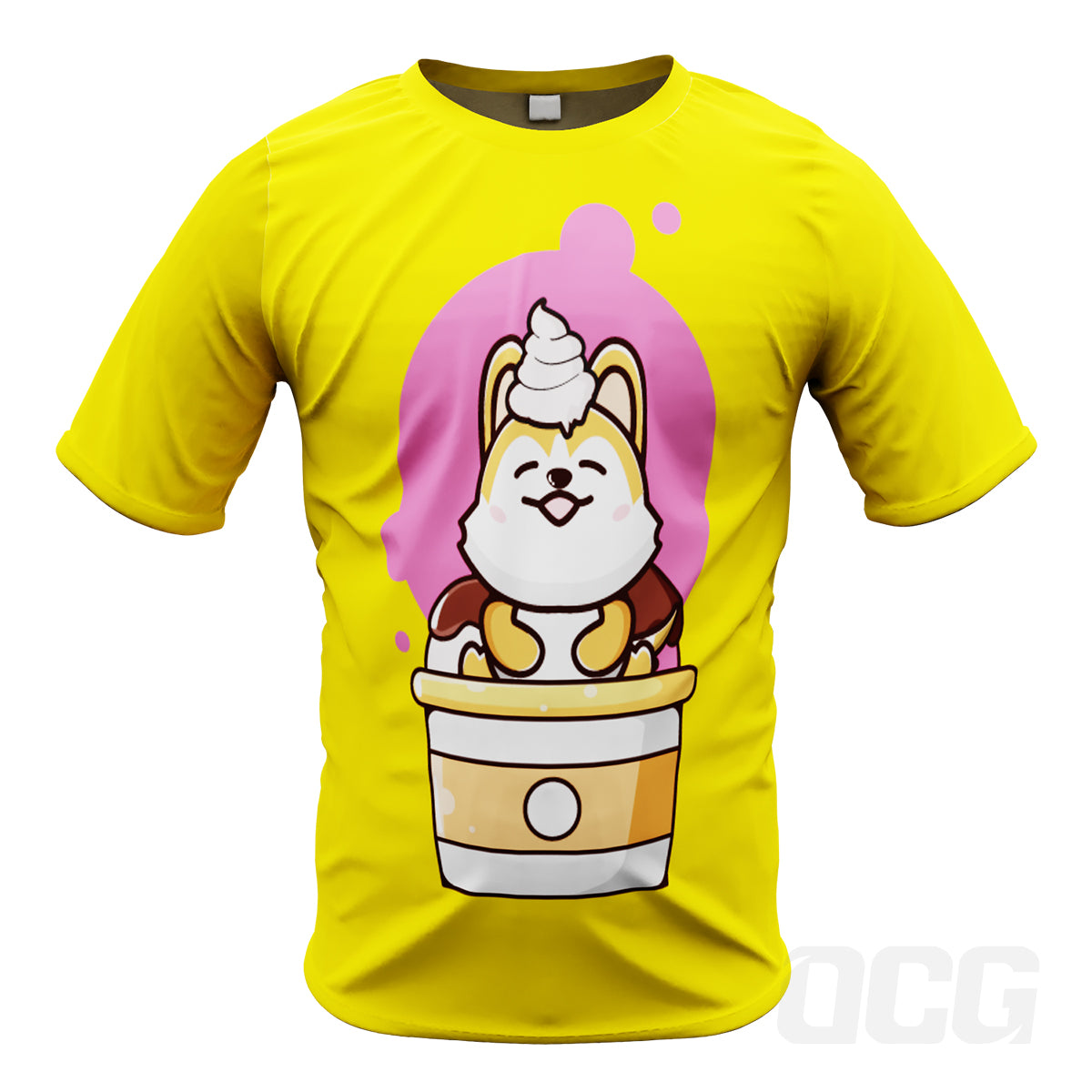 Kid's Manga Cute Ice Cream Dog Short Sleeve Running Shirt