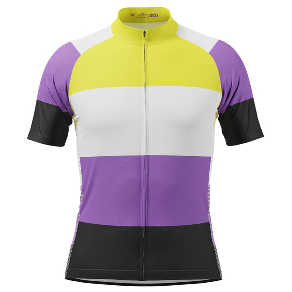 Men's LGBT Non-Binary Pride Short Sleeve Cycling Jersey