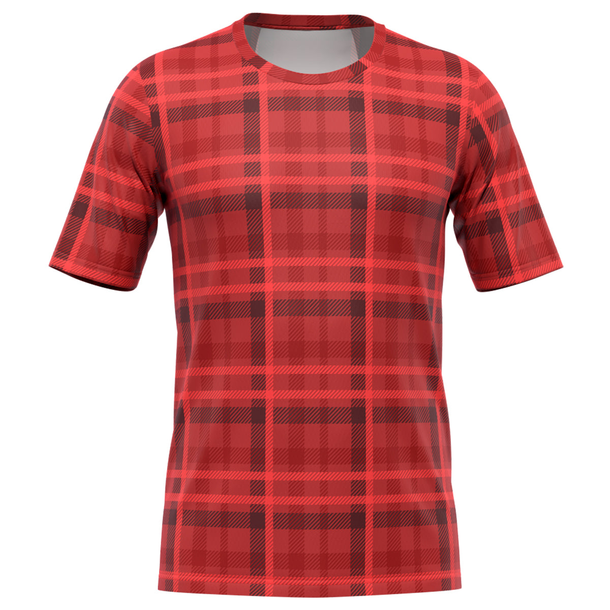 Men's Plaid Tartan Short Sleeve Running Shirt