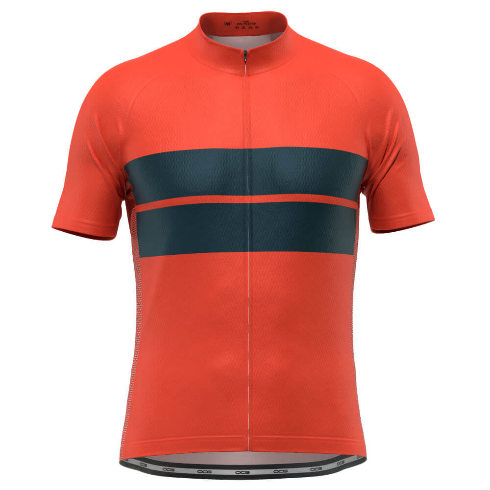 Men's Retro Two-Stripe Orange Short Sleeve Cycling Jersey