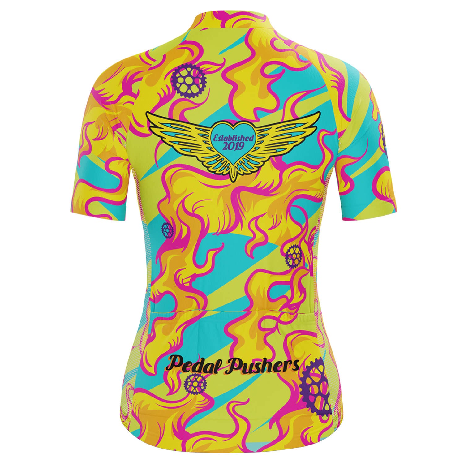 Women's Pedal Pushers Custom Team Design Short Sleeve Cycling Jersey