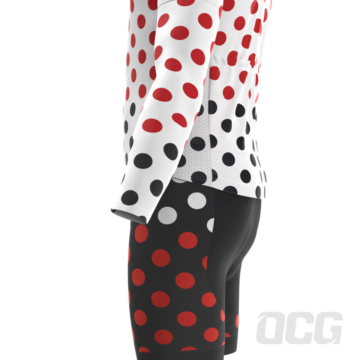 Men's Red Polka Dots on White 4 Piece Cycling Kit