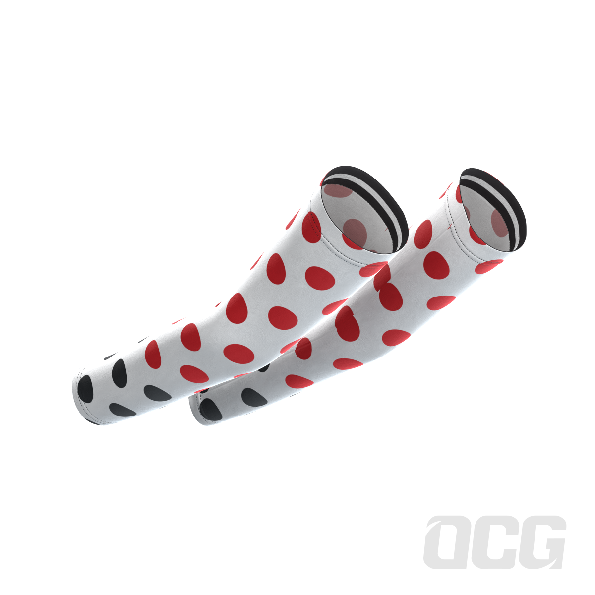 Women's Red Polka Dots on White Quick Dry Cycling Arm-Warmers