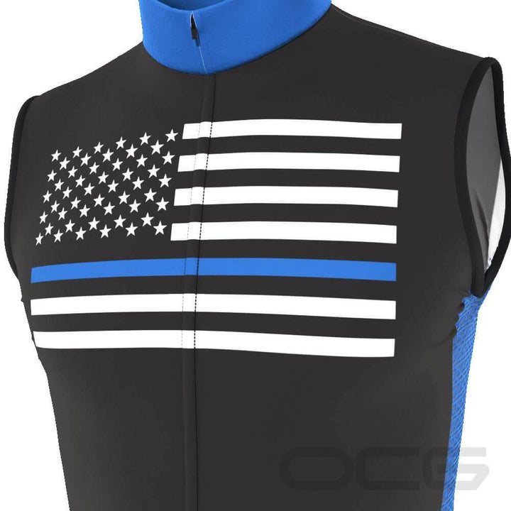Men's Blue American Flag Sleeveless Cycling Jersey