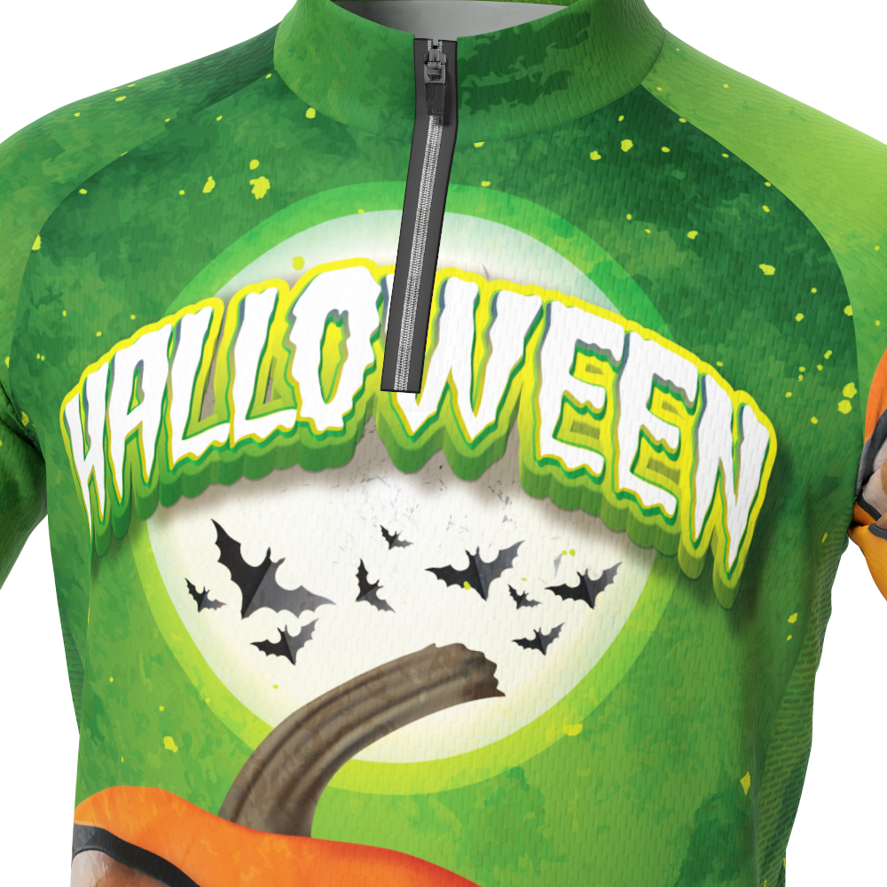 Kid's Halloween Pumpkin Glasses Short Sleeve Cycling Jersey