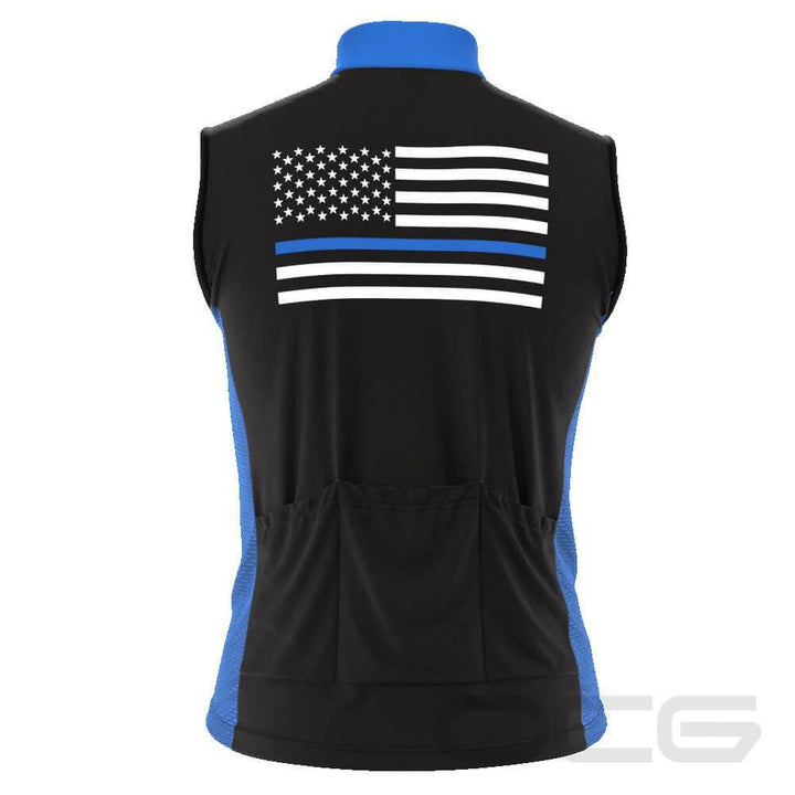 Men's Blue American Flag Sleeveless Cycling Jersey