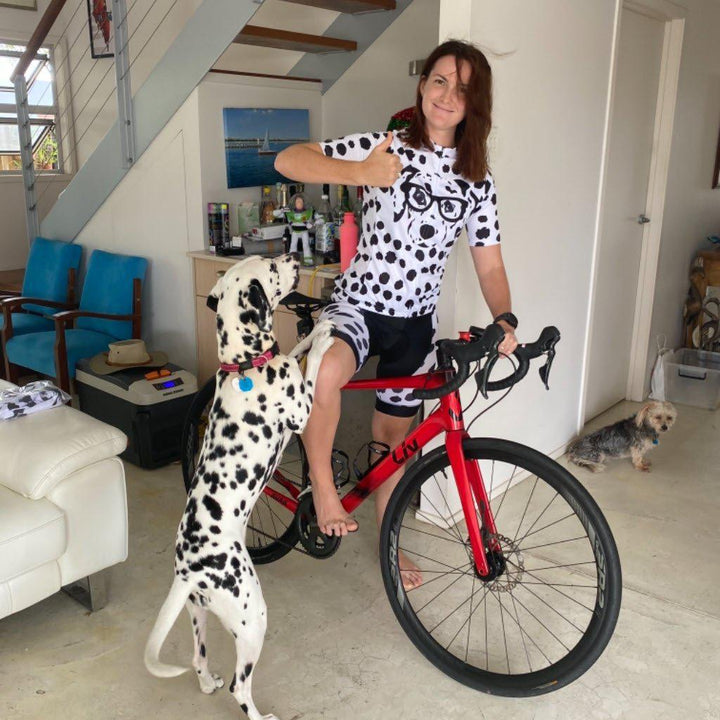 Men's Dalmatian Dog Short Sleeve Cycling Jersey