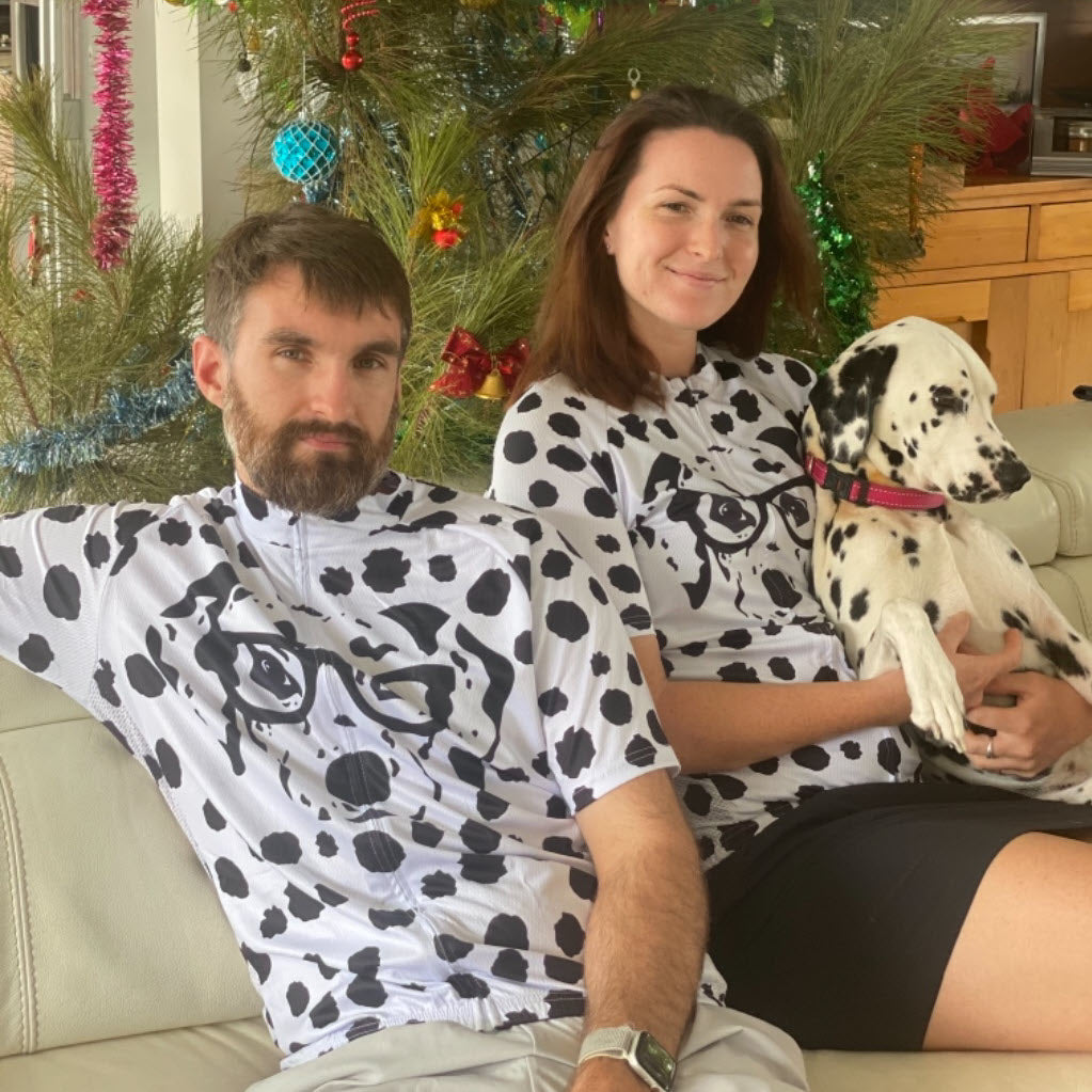 Women's Dalmatian Dog Short Sleeve Cycling Kit