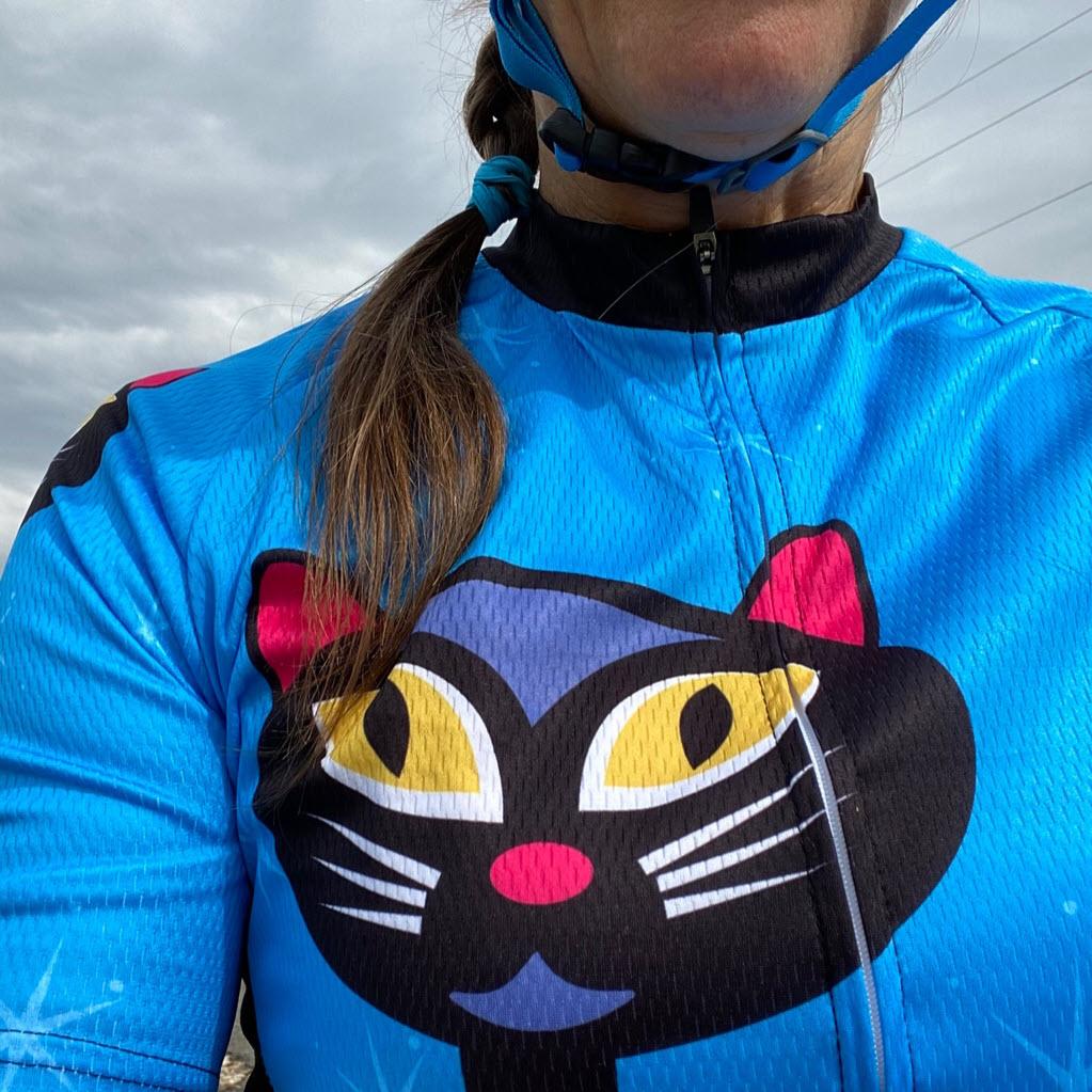Women's Night Cat Blue Short Sleeve Cycling Jersey [clearance]