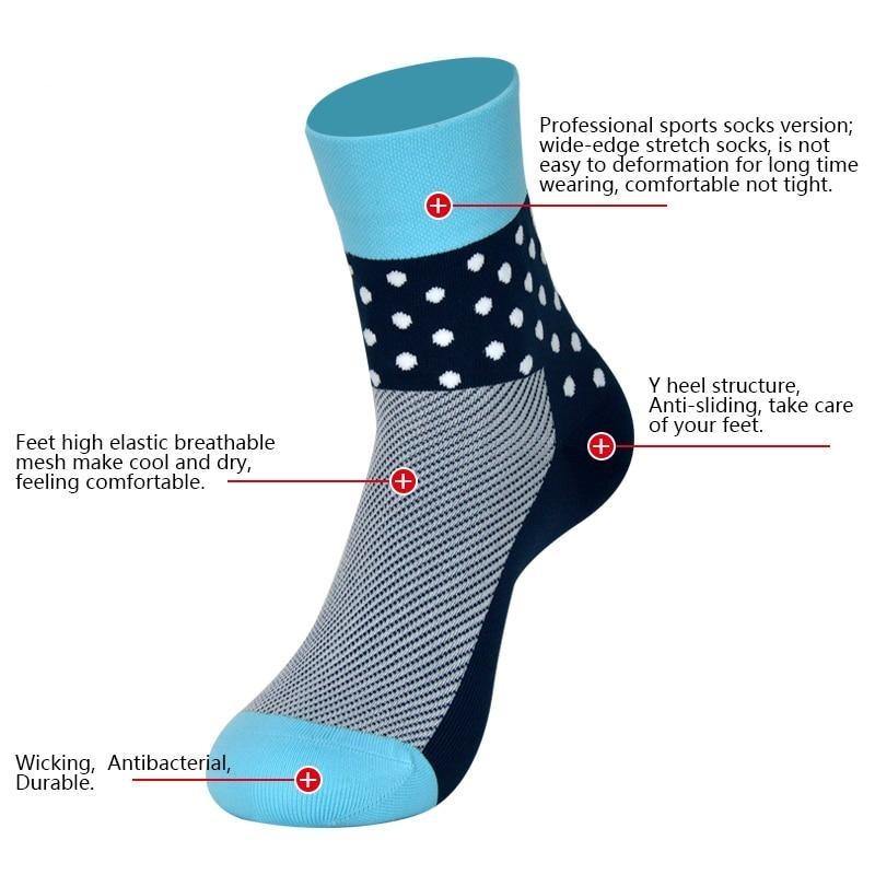 calcetines ciclismo hombre New striped polka dot cycling socks professional  sports breathable bicycle running socks