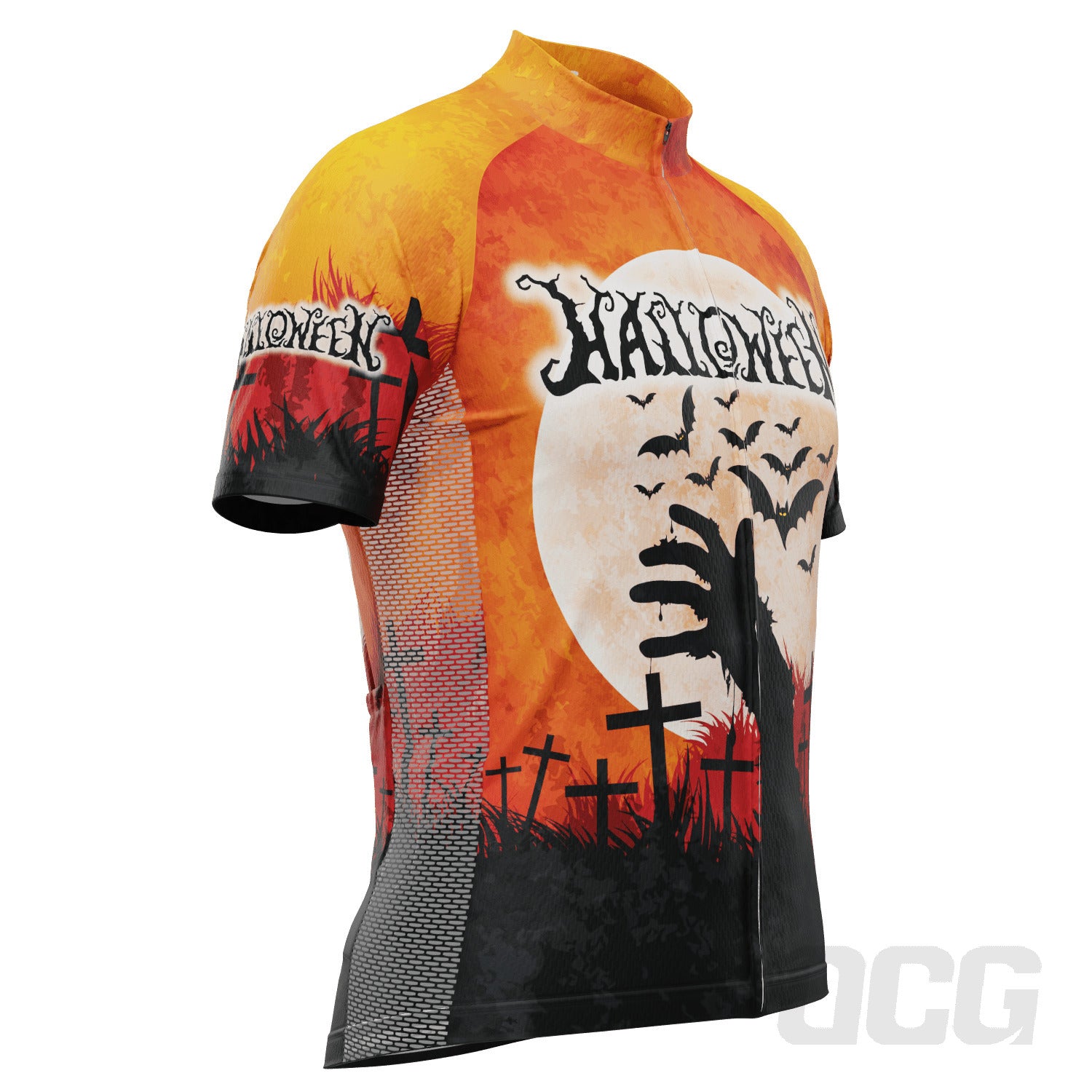 Men's Halloween Zombie Hand Short Sleeve Cycling Jersey