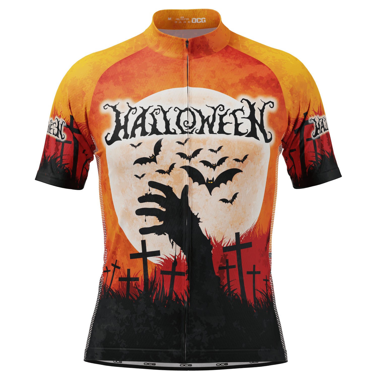 Men's Halloween Zombie Hand Short Sleeve Cycling Jersey