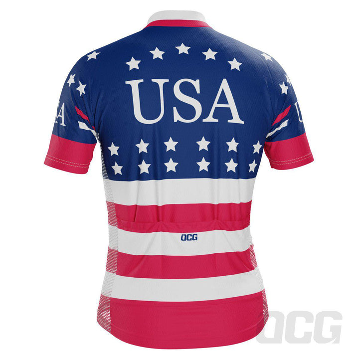 Men's American Stars and Stripes Short Sleeve Cycling Jersey