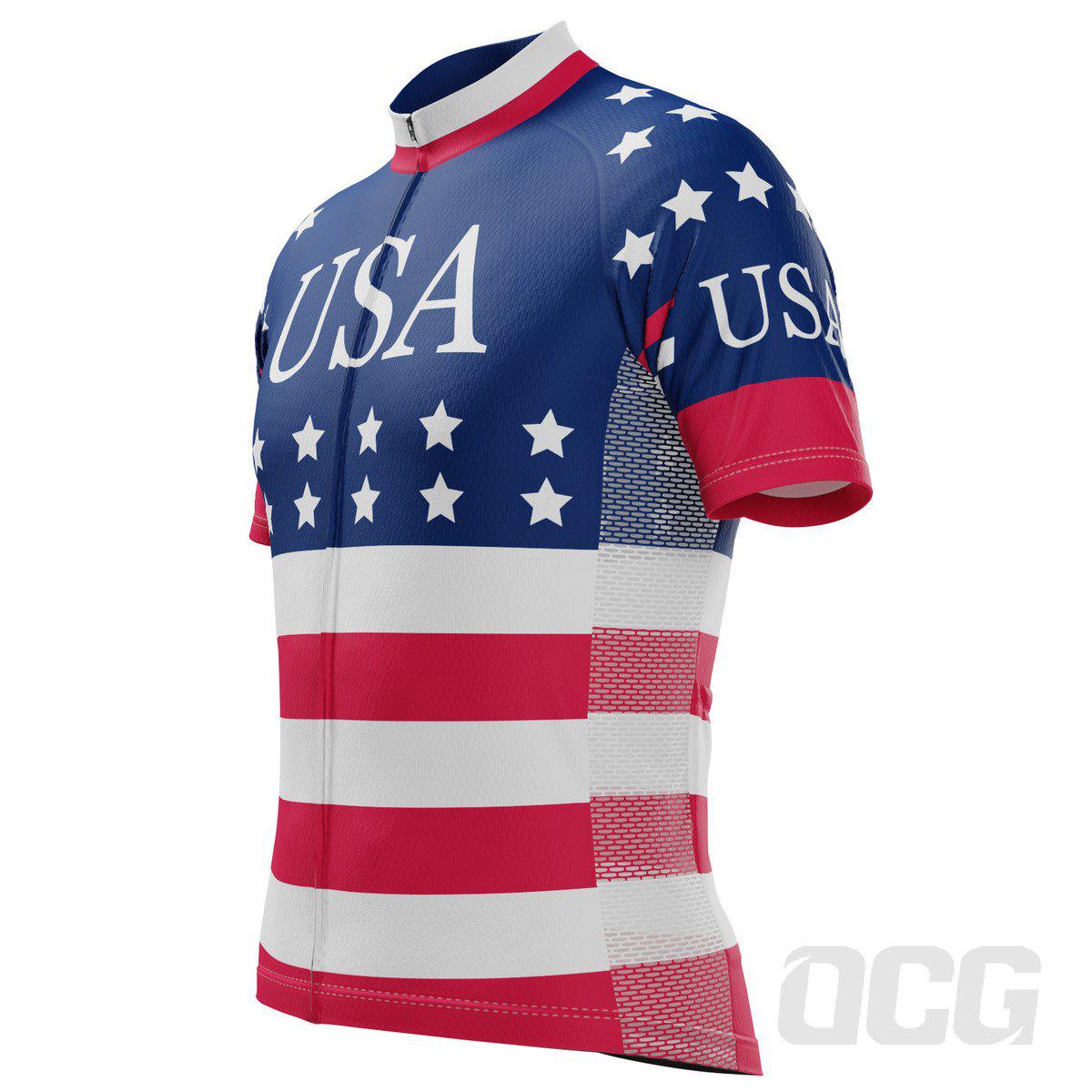 Men's American Stars and Stripes Short Sleeve Cycling Jersey