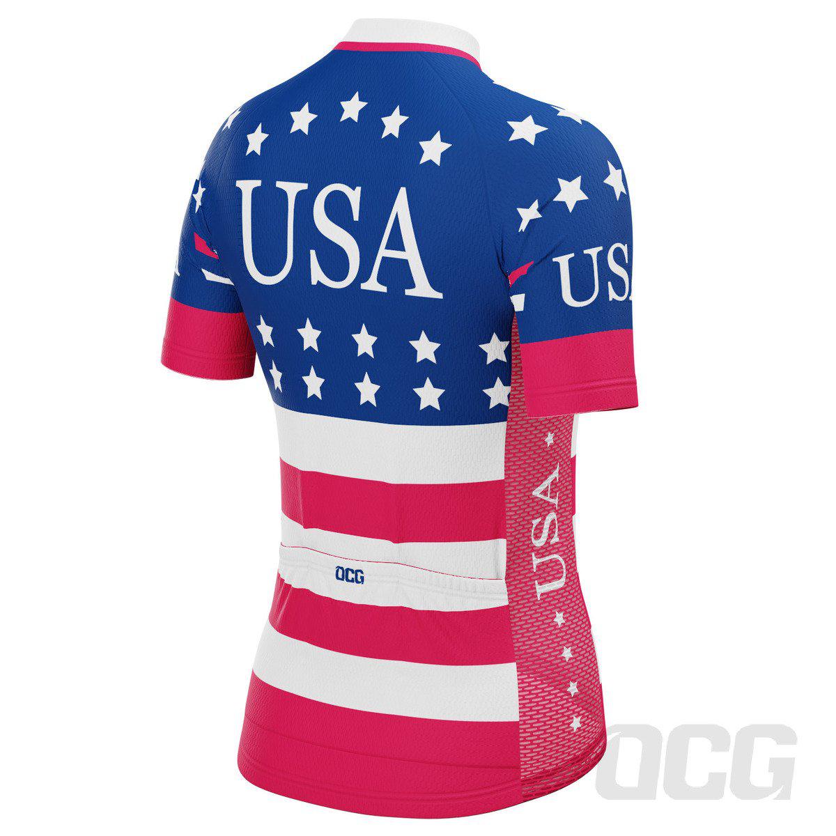 Women's American Stars and Stripes Short Sleeve Cycling Jersey