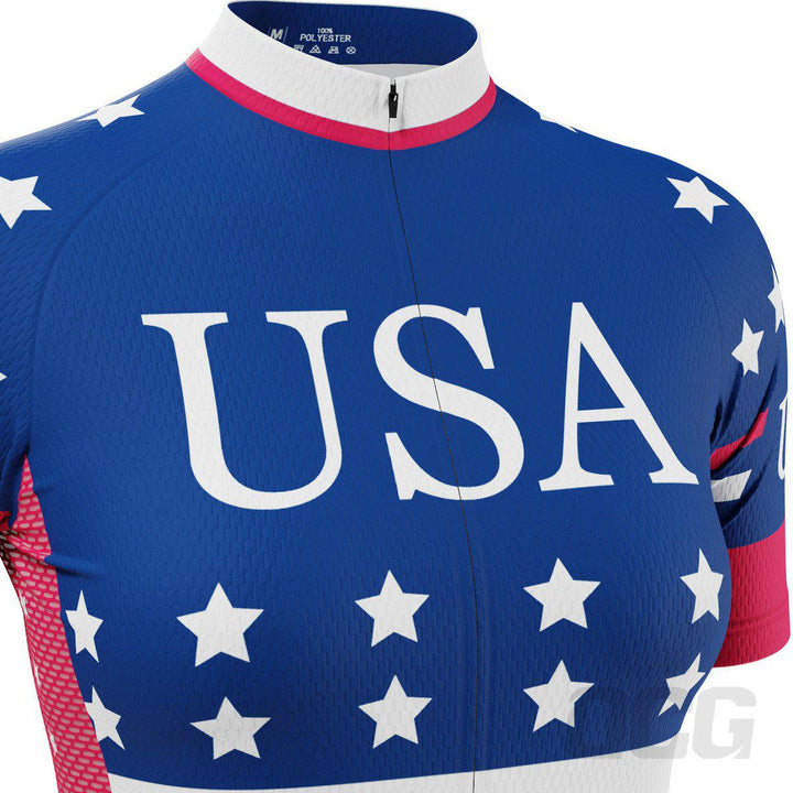 Women's American Stars and Stripes Short Sleeve Cycling Jersey