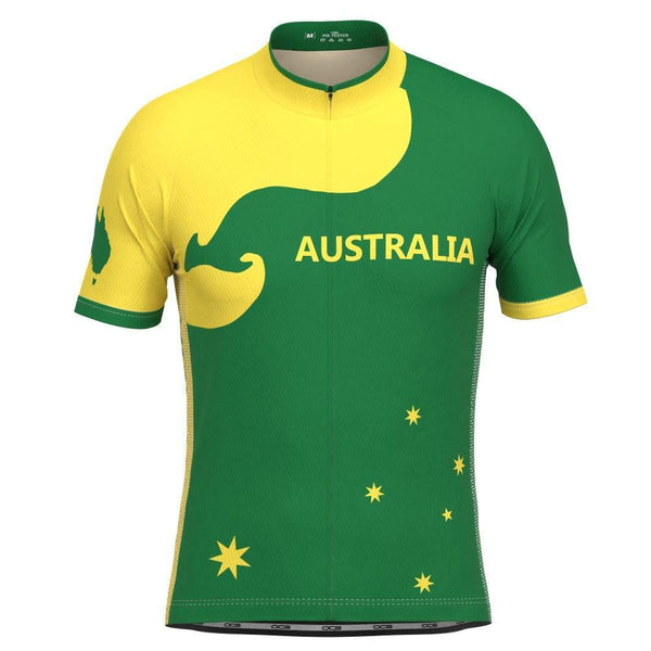 Men's Australia Green & Gold Kangaroo Short Sleeve Cycling Jersey - Online Cycling Gear