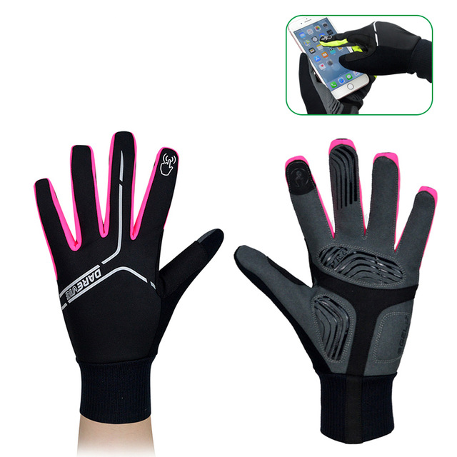 DV Neon Line Touch Screen Thermal Windproof Winter Cycling Gloves