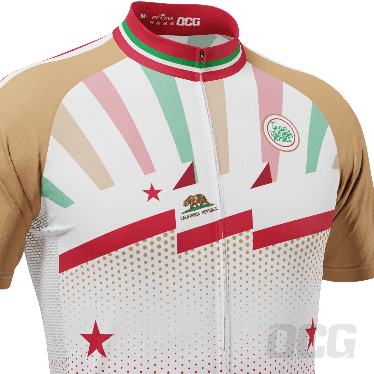 Men's Team California Republic US State Icon Short Sleeve Cycling Jersey