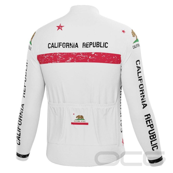Men's California Republic Flag Long Sleeve Cycling Jersey