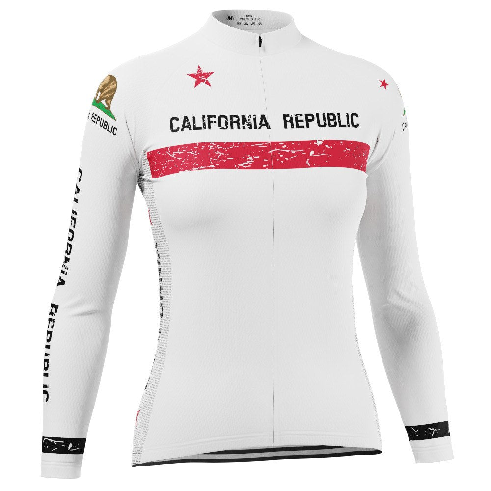 Women's California Republic Flag Long Sleeve Cycling Jersey