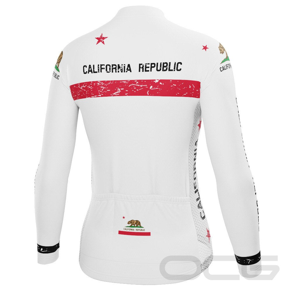 Women's California Republic Flag Long Sleeve Cycling Jersey