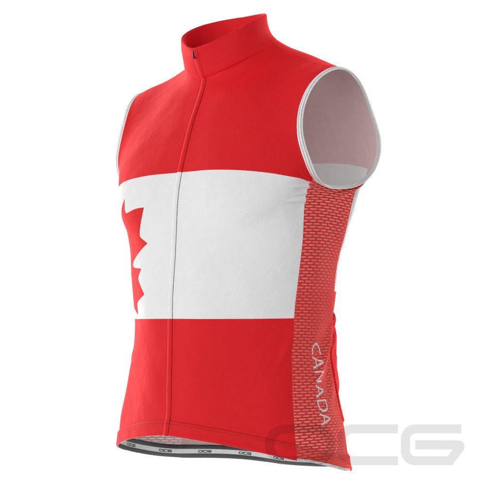 Men's Canada Flag Maple Leaf Sleeveless Cycling Jersey