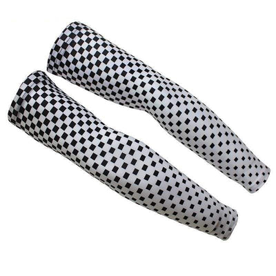 Unisex Chequered Flag White Arm Warmers