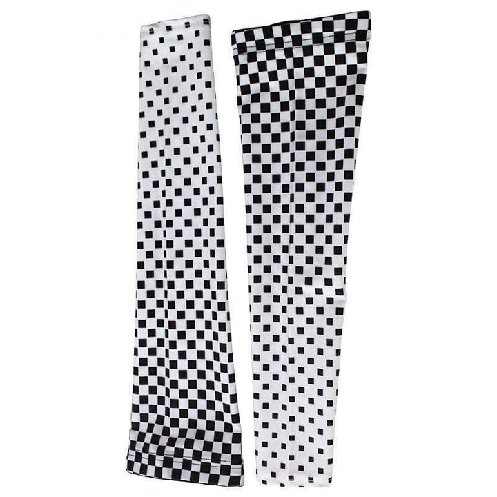 Unisex Chequered Flag White Arm Warmers