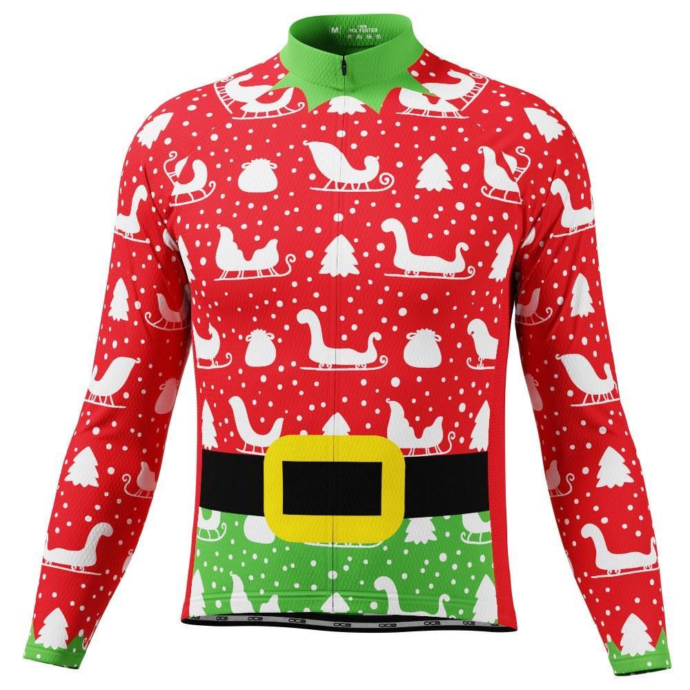 Men's Christmas Elf Long Sleeve Cycling Jersey
