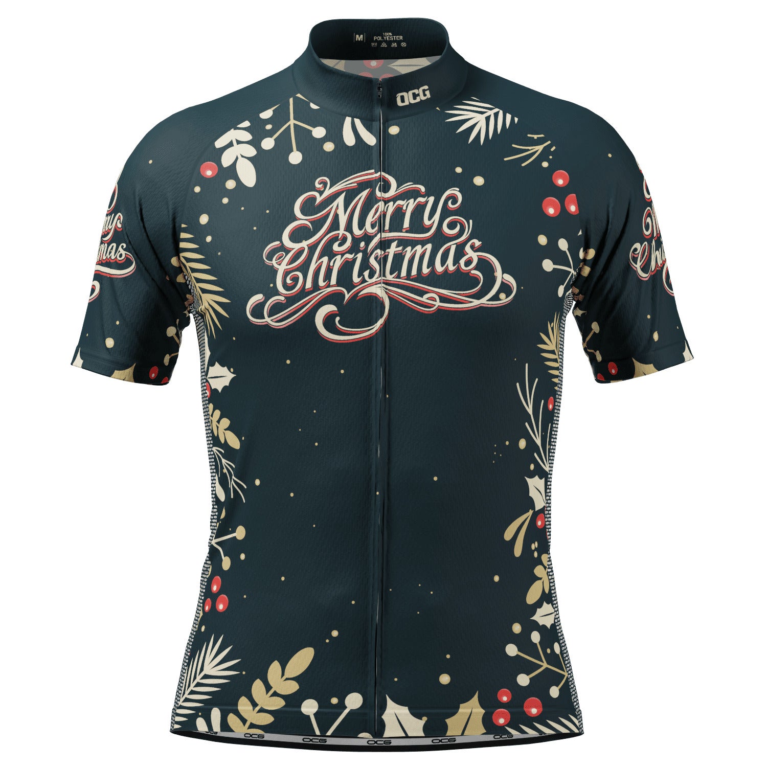 Men's Christmas Holly Short Sleeve Cycling Jersey
