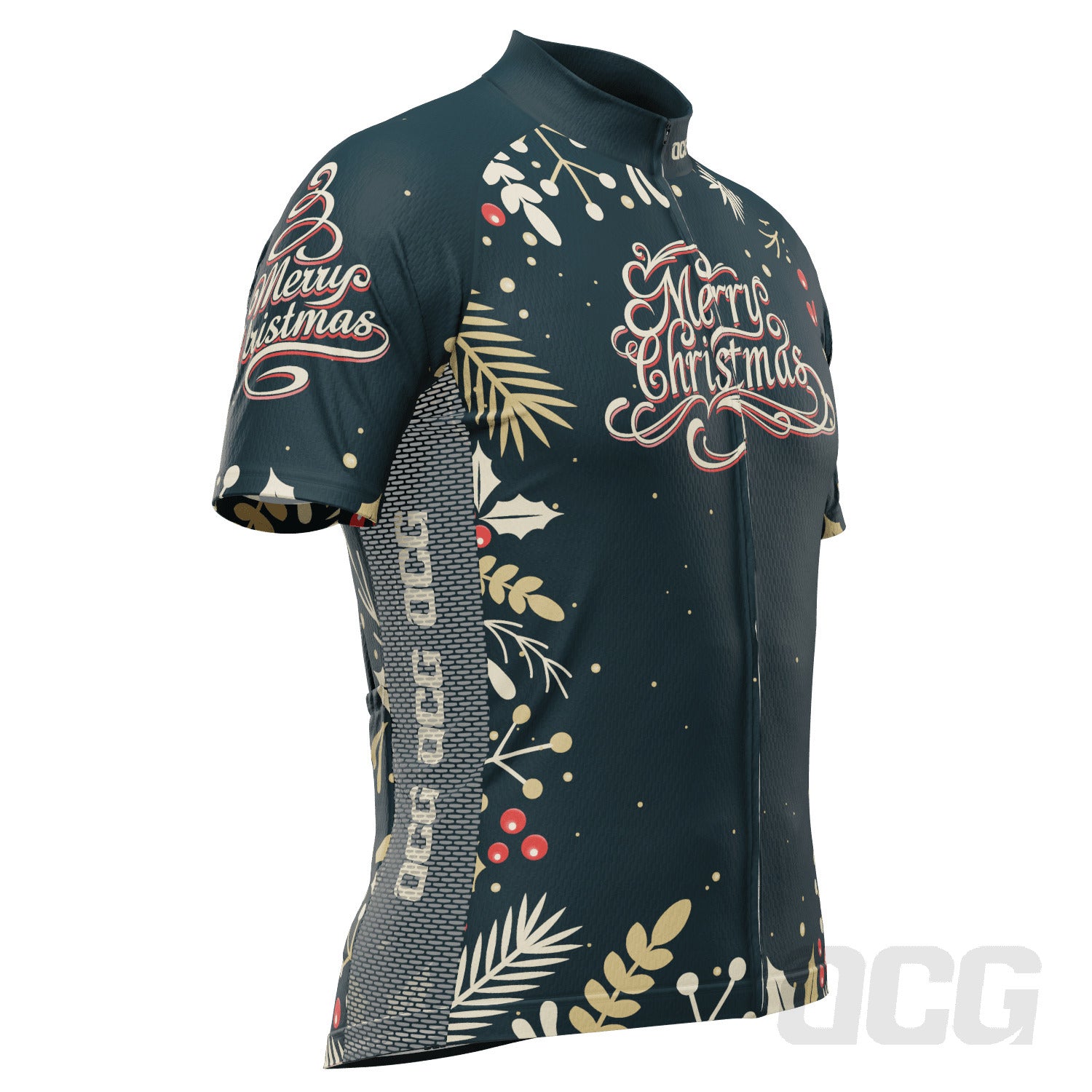 Men's Christmas Holly Short Sleeve Cycling Jersey