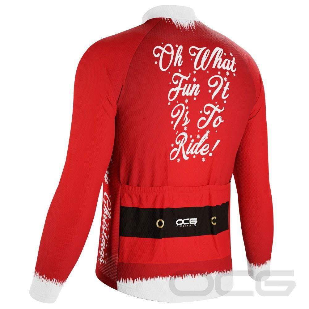 Men's Christmas Santa Fun To Ride Long Sleeve Cycling Jersey