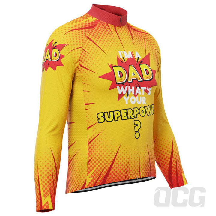 Men's Dad Superpowers Long Sleeve Cycling Jersey