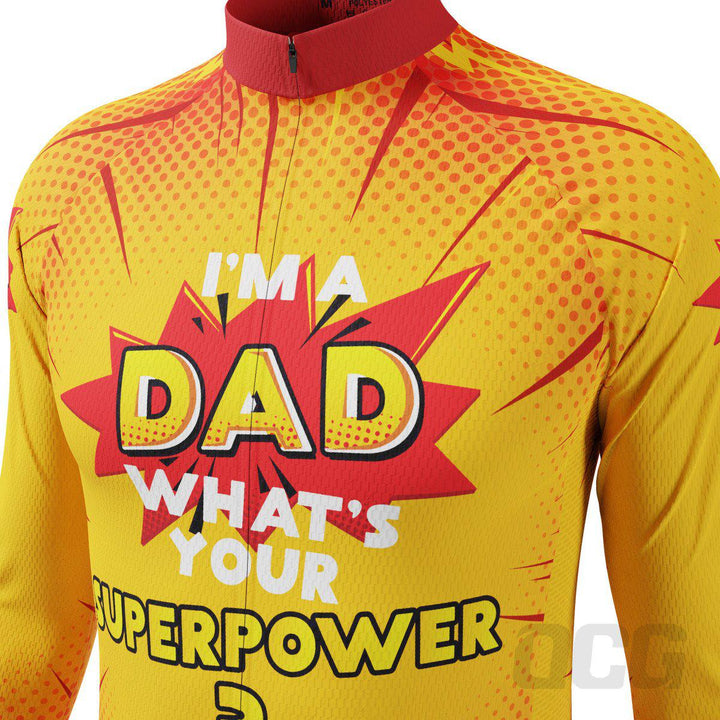 Men's Dad Superpowers Long Sleeve Cycling Jersey