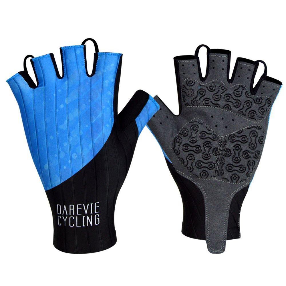 DV Blue Bubble Half Finger Gel Padded Cycling Gloves