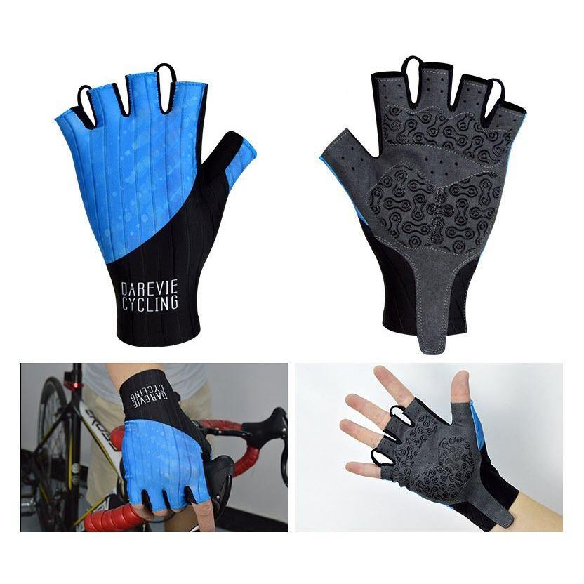 DV Blue Bubble Half Finger Gel Padded Cycling Gloves