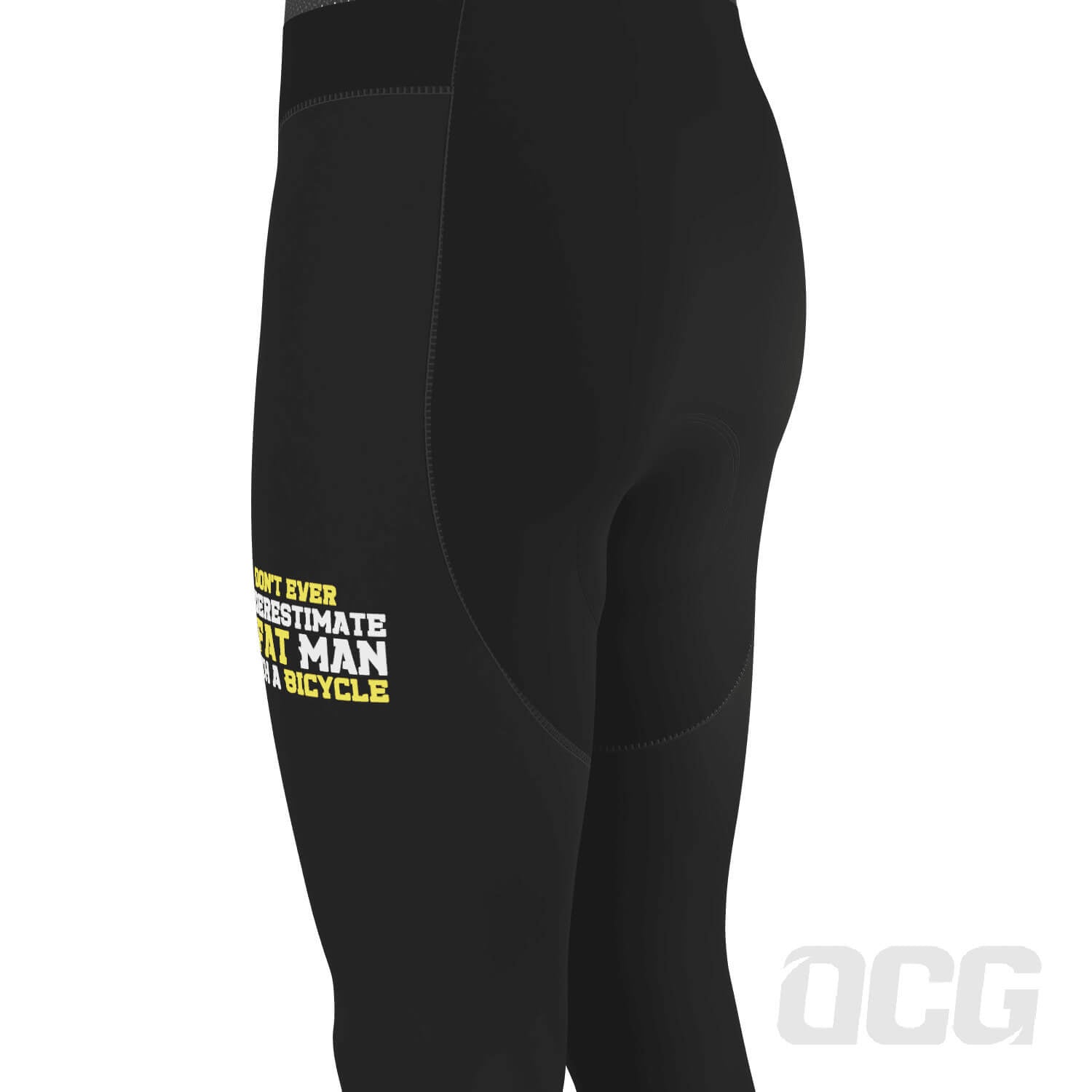 Men's Don't Ever Underestimate a Fat Man Gel Padded Cycling Bib-Tights