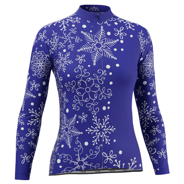 Women's Festive Snowflake Long Sleeve Cycling Jersey
