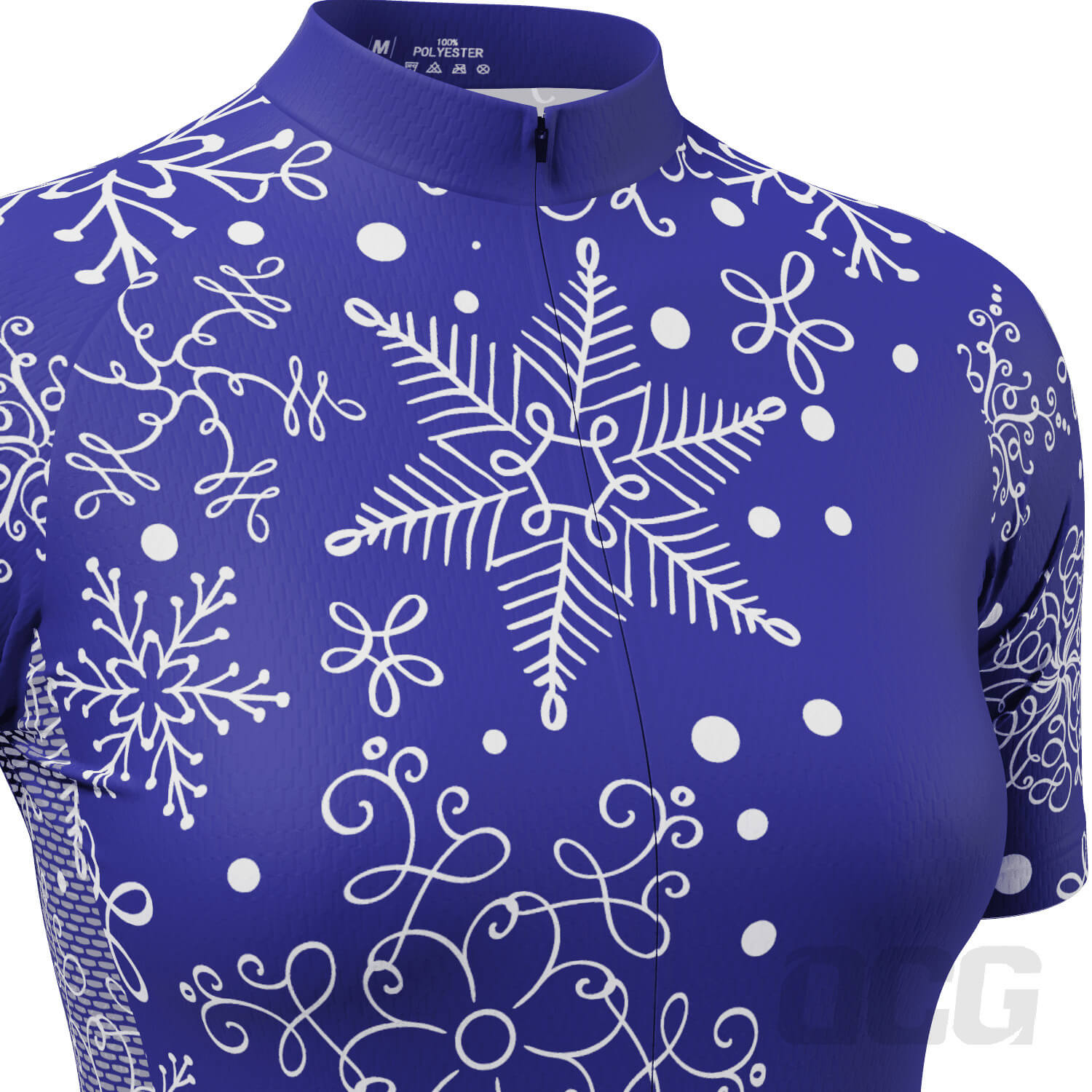 Women's Festive Snowflake Short Sleeve Cycling Jersey