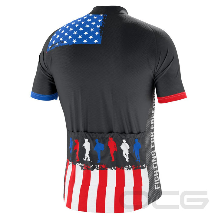 Men's Fight For Freedom USA Flag Short Sleeve Cycling Jersey