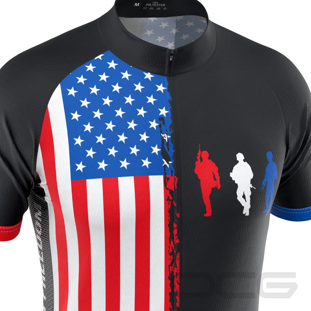 Men's Fight For Freedom USA Flag Short Sleeve Cycling Jersey
