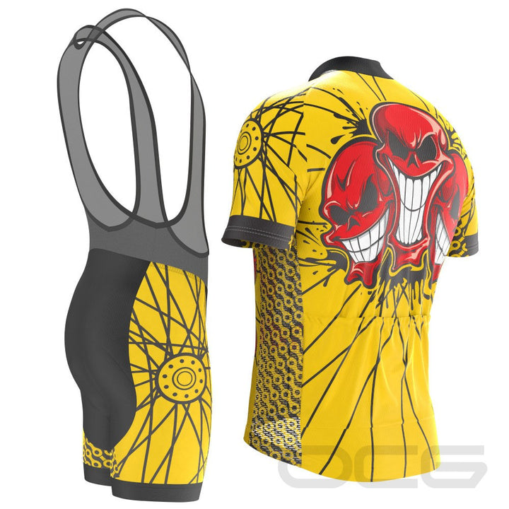 Men's Flaming Red Skull Short Sleeve Cycling Kit