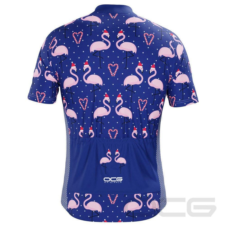 Men's Flamingo Santa Short Sleeve Cycling Jersey