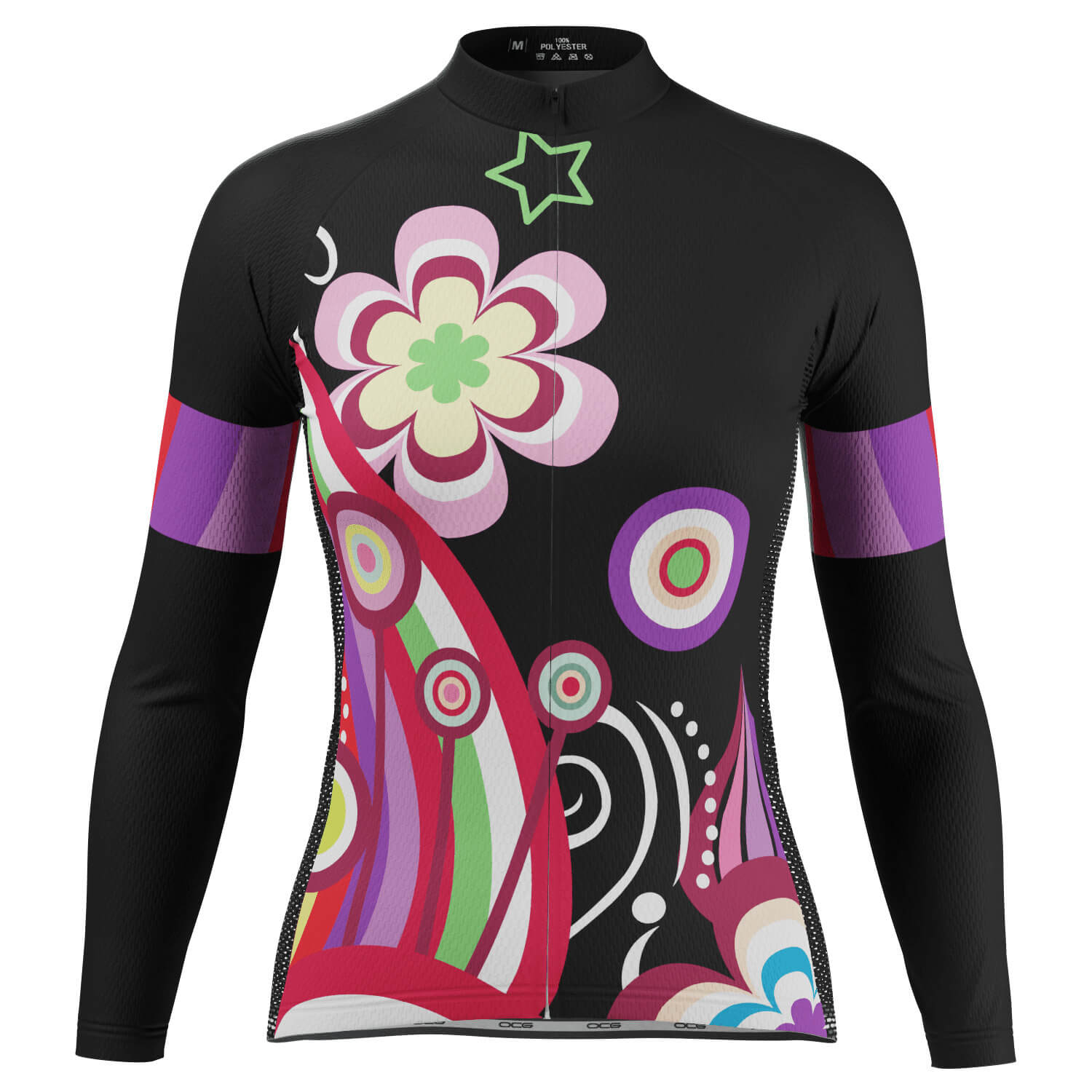Women's Black Floral Long Sleeve Cycling Jersey